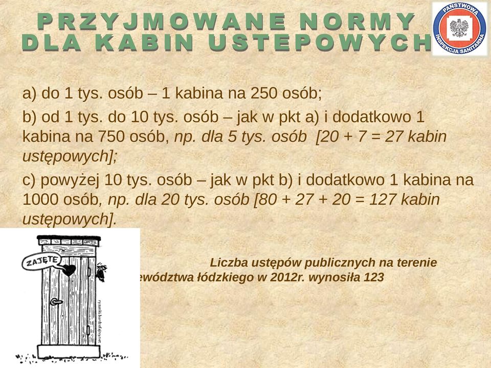 osób jak w pkt b) i dodatkowo kabina na osób, np. dla tys.