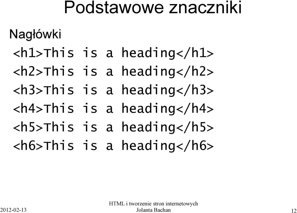 a heading</h3> <h4>this is a heading</h4> <h5>this