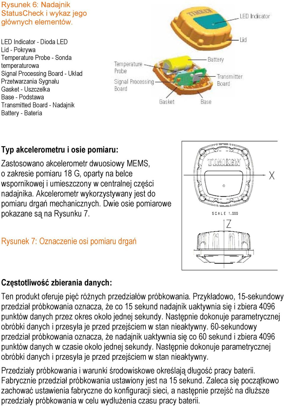 Battery - Bateria Typ akcelerometru i osie pomiaru: Zastosowano akcelerometr dwuosiowy MEMS, o zakresie pomiaru 18 G, oparty na belce wspornikowej i umieszczony w centralnej części nadajnika.