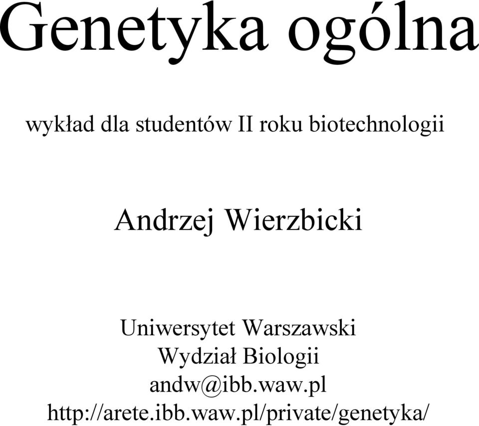 Uniwersytet Warszawski Wydział Biologii