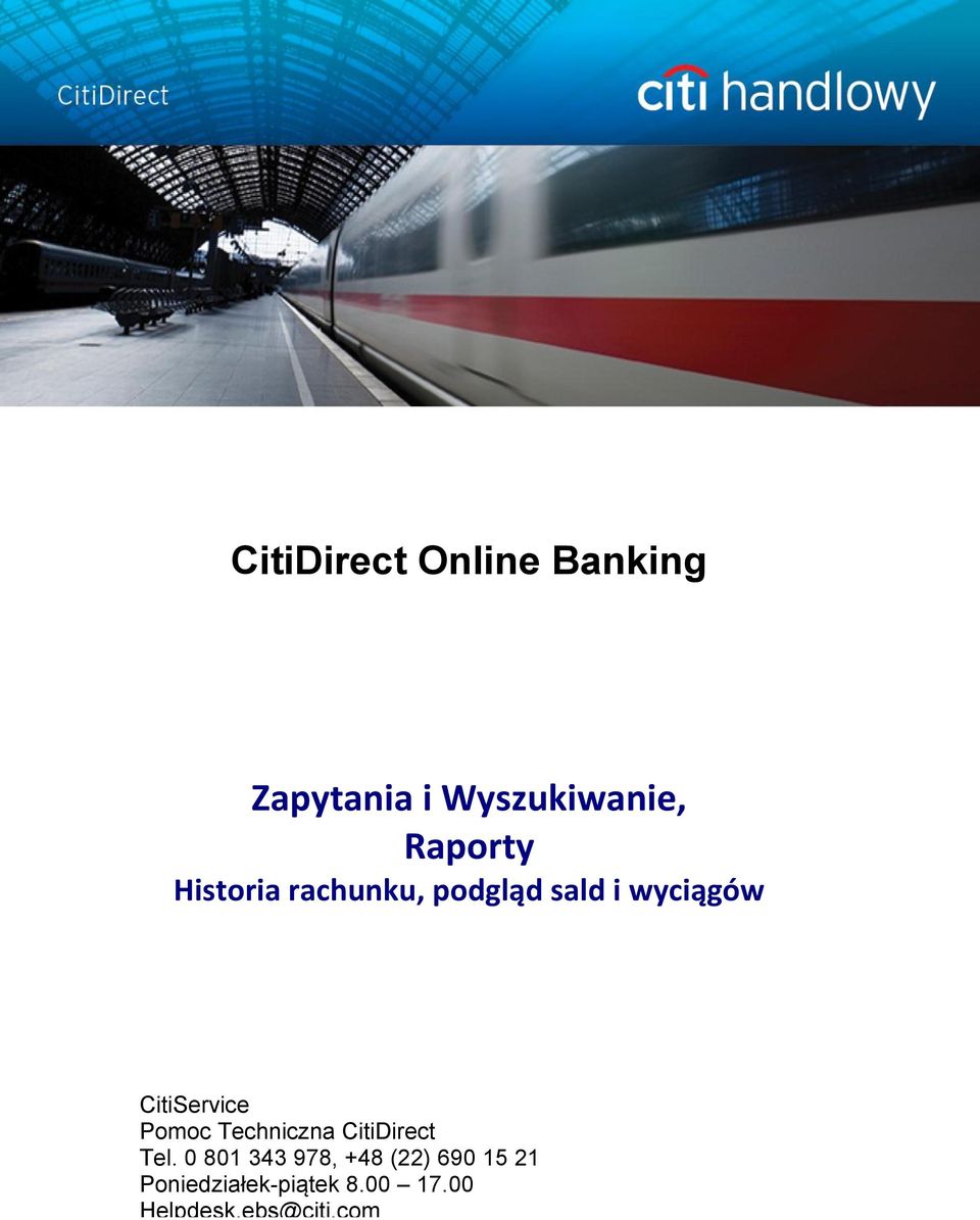 CitiService Pomoc Techniczna CitiDirect Tel.