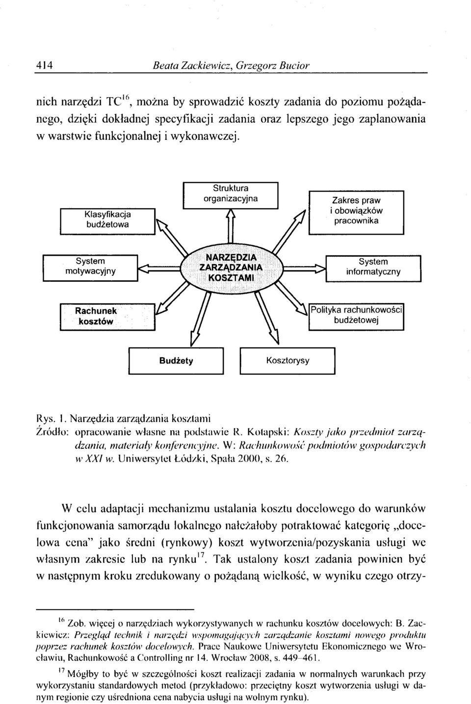 Klasyfikacja budżetowa Struktura organizacyjna Zakres praw i obowiązków pracownika System motywacyjny System informatyczny Rachunek kosztów Polityka rachunkowości budżetowej Kosztorysy Rys. 1.