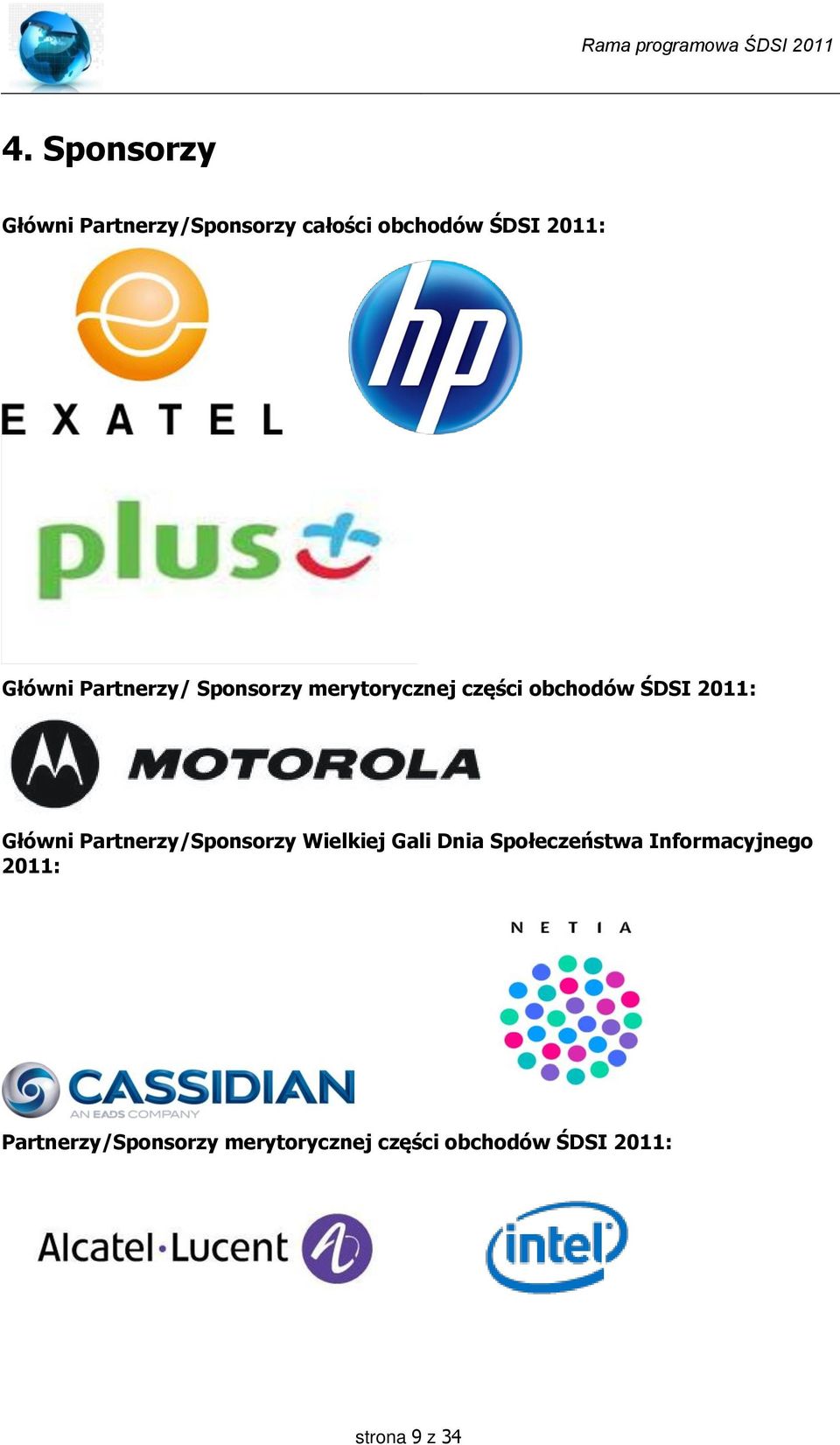Główni Partnerzy/Sponsorzy Wielkiej Gali Dnia Społeczeństwa