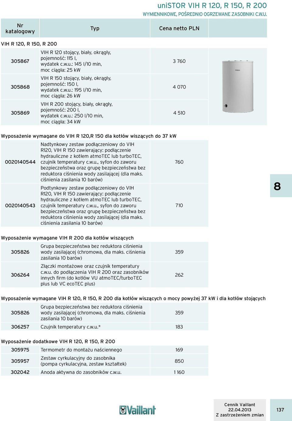 150 dla kotłów wiszących do 37 kw 0020140544 0020140543 Nadtynkowy zestaw podłączeniowy do VIH R120, VIH R 150 zawierający: podłączenie hydrauliczne z kotłem atmotec lub turbotec, czujnik temperatury