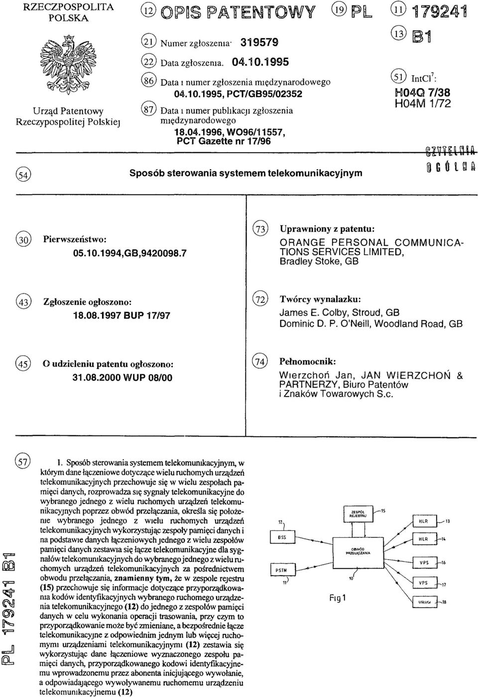 10.1995, PCT/GB95/02352 (87) Data i numer publikacji zgłoszenia międzynarodowego 18.04.