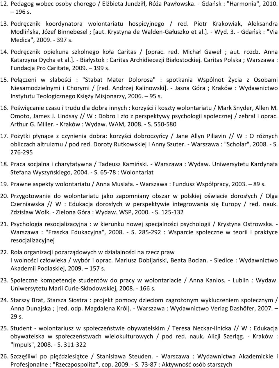 Podręcznik opiekuna szkolnego koła Caritas / [oprac. red. Michał Gaweł ; aut. rozdz. Anna Katarzyna Dycha et al.]. - Białystok : Caritas Archidiecezji Białostockiej.