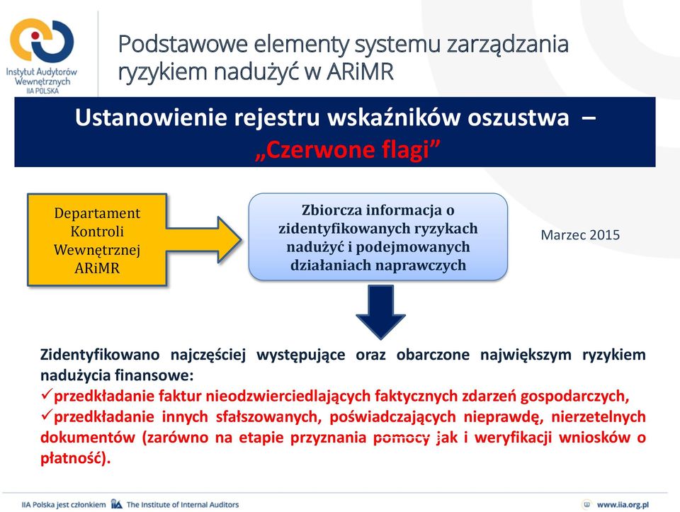 ryzykiem nadużycia finansowe: przedkładanie faktur nieodzwierciedlających faktycznych zdarzeń gospodarczych, przedkładanie innych