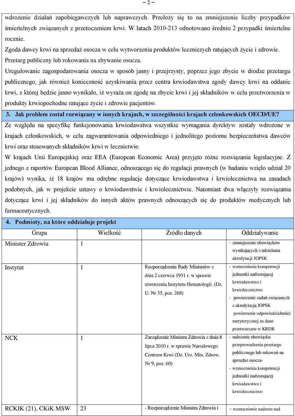 Przetarg publiczny lub rokowania na zbywanie osocza.
