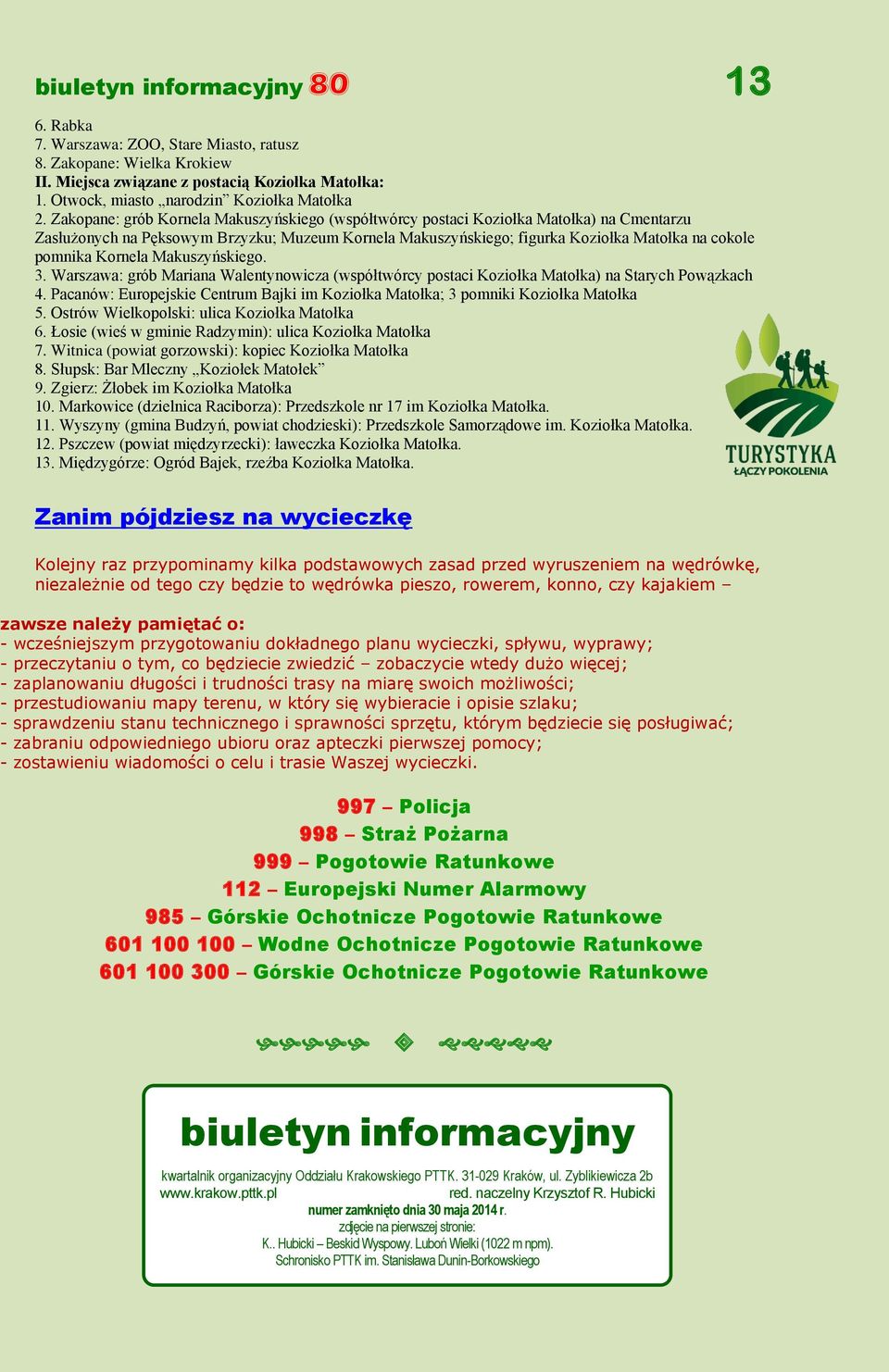 Kornela Makuszyńskiego. 3. Warszawa: grób Mariana Walentynowicza (współtwórcy postaci Koziołka Matołka) na Starych Powązkach 4.