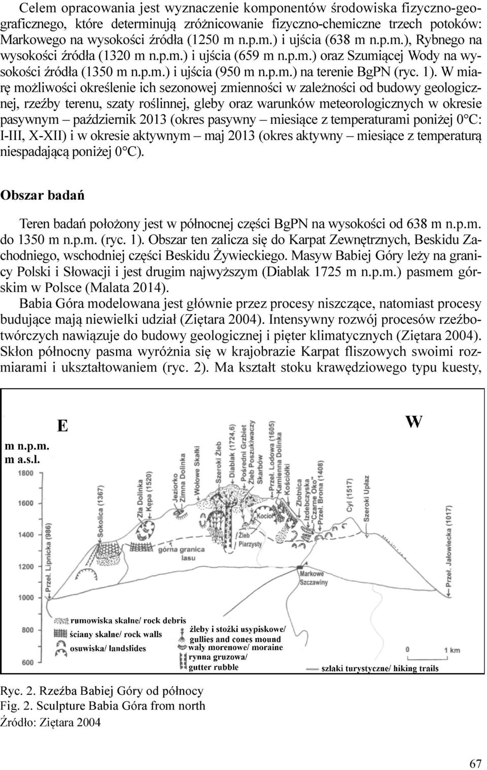 W miarę możliwości określenie ich sezonowej zmienności w zależności od budowy geologicznej, rzeźby terenu, szaty roślinnej, gleby oraz warunków meteorologicznych w okresie pasywnym październik 2013