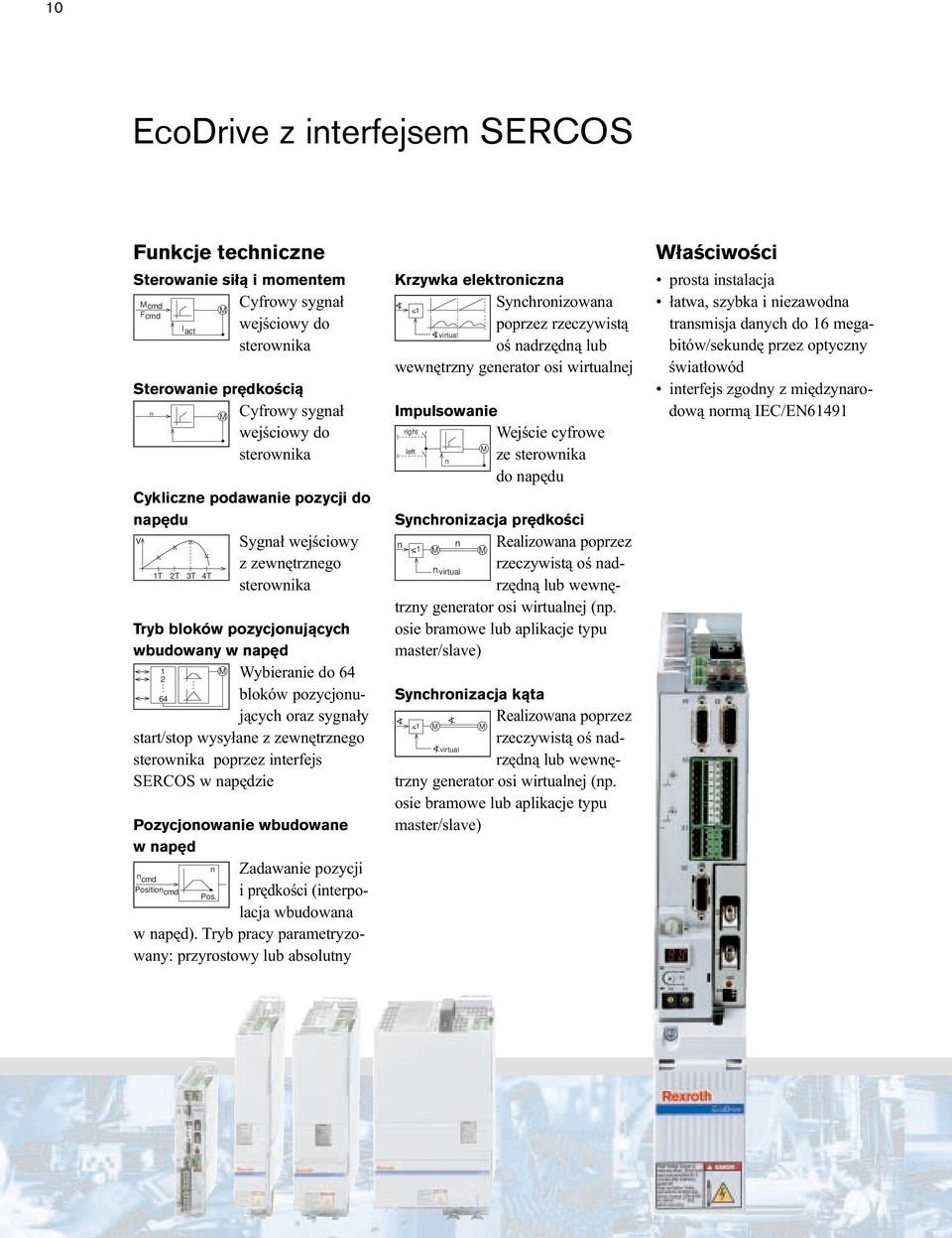 . Wybieraie do 64 bloków pozycjouj¹cych oraz syga³y start/stop wysy³ae z zewêtrzego sterowika poprzez iterfejs SERCOS w apêdzie Pozycjoowaie wbudowae w apêd Zadawaie pozycji cmd Positio cmd Pos.