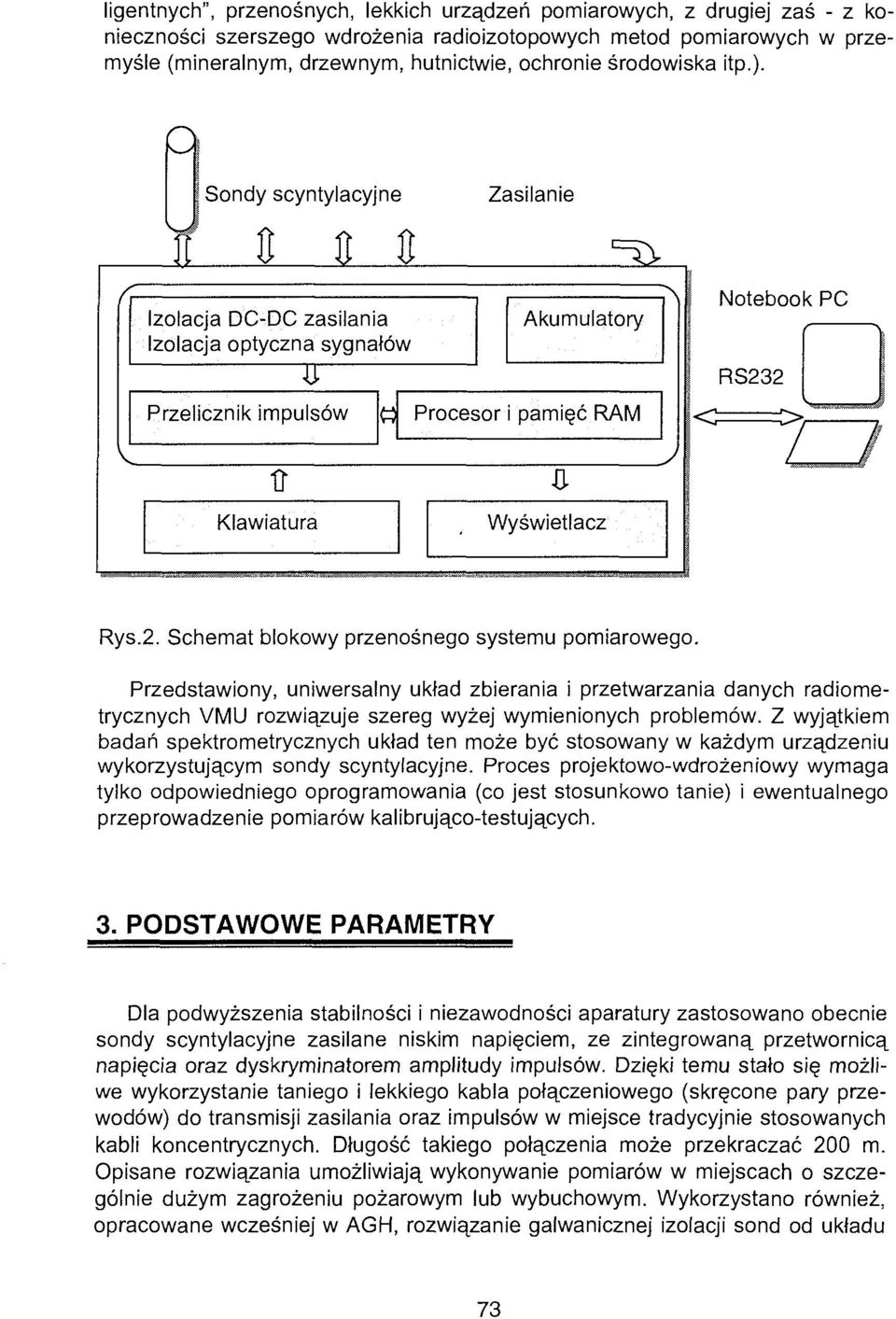 Sondy scyntylacyjne Zasilanie Izolacja DC-DC zasilania Izolacja optyczna sygnałów Przelicznik impulsów Akumulatory Procesor i pamięć RAM Notebook PC RS23