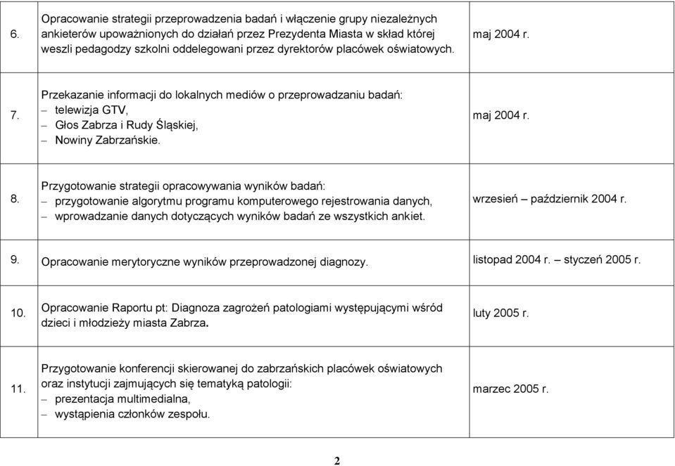 Przygotowanie strategii opracowywania wyników badań: przygotowanie algorytmu programu komputerowego rejestrowania danych, wprowadzanie danych dotyczących wyników badań ze wszystkich ankiet.