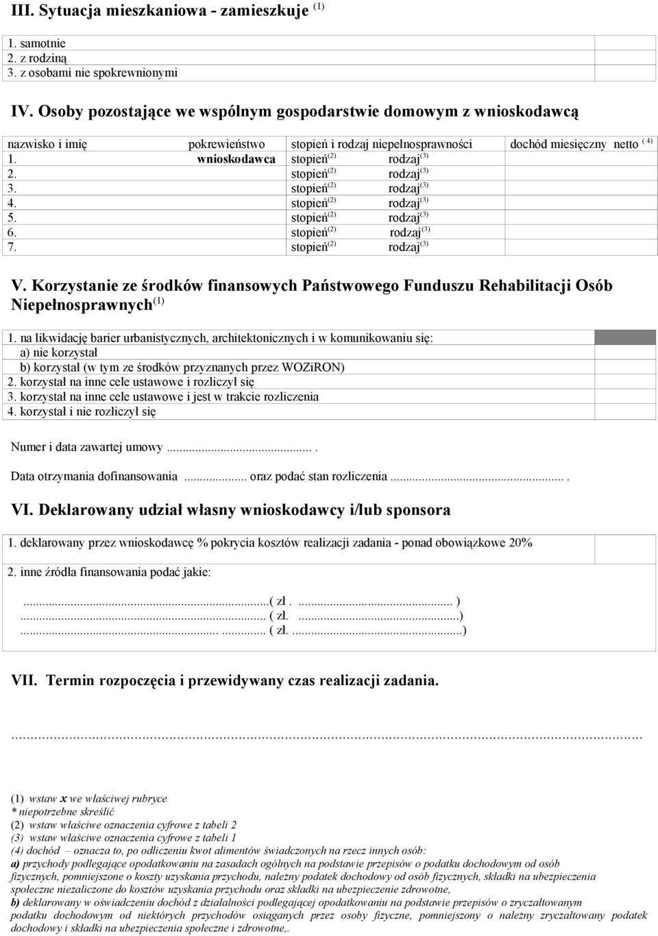 wnioskodawca stopień (2) rodzaj (3) 2. stopień (2) rodzaj (3) 3. stopień (2) rodzaj (3) 4. stopień (2) rodzaj (3) 5. stopień (2) rodzaj (3) 6. stopień (2) rodzaj (3) 7. stopień (2) rodzaj (3) V.