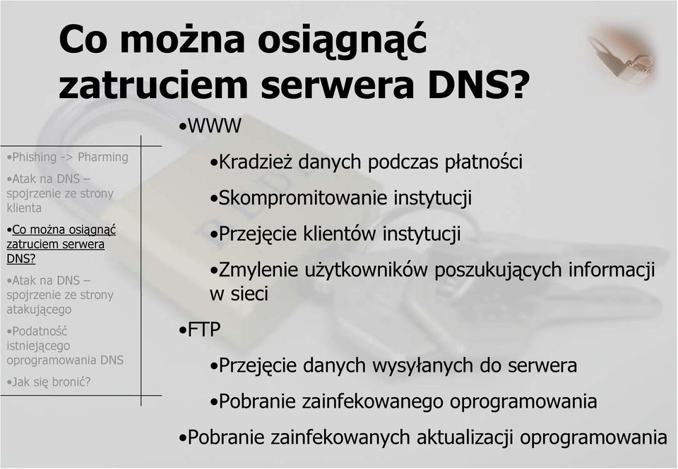 użytkowników poszukujących informacji w sieci Przejęcie danych wysyłanych