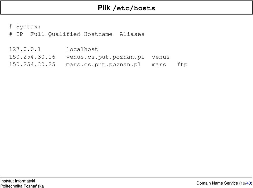 0.1 localhost 150.254.30.16 venus.cs.put.poznan.