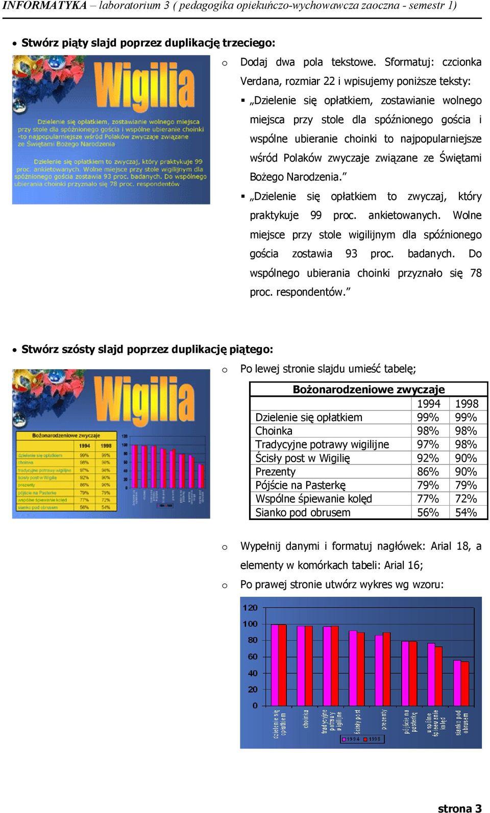 Plaków zwyczaje związane ze Świętami Bżeg Nardzenia. Dzielenie się płatkiem t zwyczaj, który praktykuje 99 prc. ankietwanych. Wlne miejsce przy stle wigilijnym dla spóźnineg gścia zstawia 93 prc.