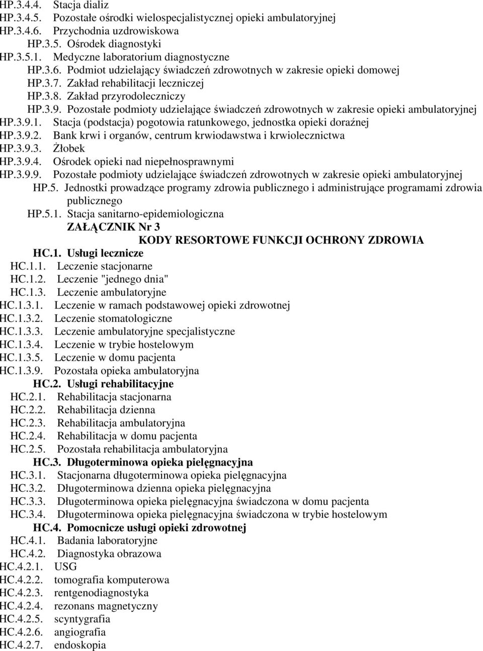 Pozostałe podmioty udzielające świadczeń zdrowotnych w zakresie opieki ambulatoryjnej P.3.9.1. Stacja (podstacja) pogotowia ratunkowego, jednostka opieki doraźnej P.3.9.2.