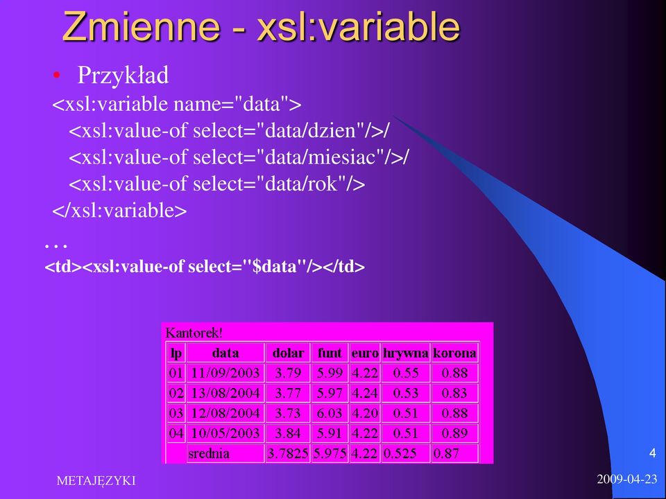<xsl:value-of select="data/miesiac"/>/ <xsl:value-of