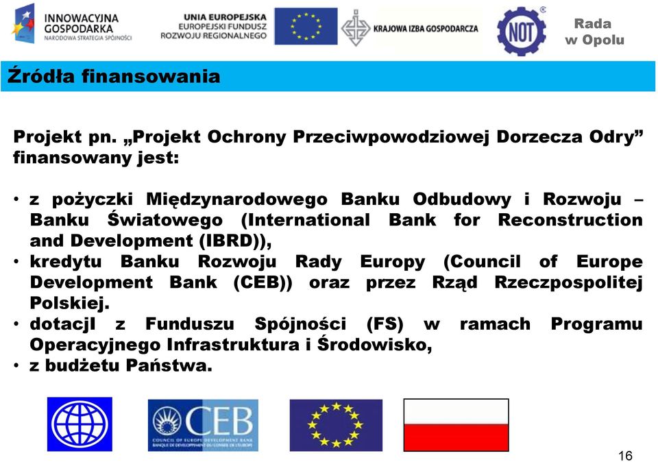 Rozwoju Banku Światowego (International Bank for Reconstruction and Development (IBRD)), kredytu Banku Rozwoju Rady