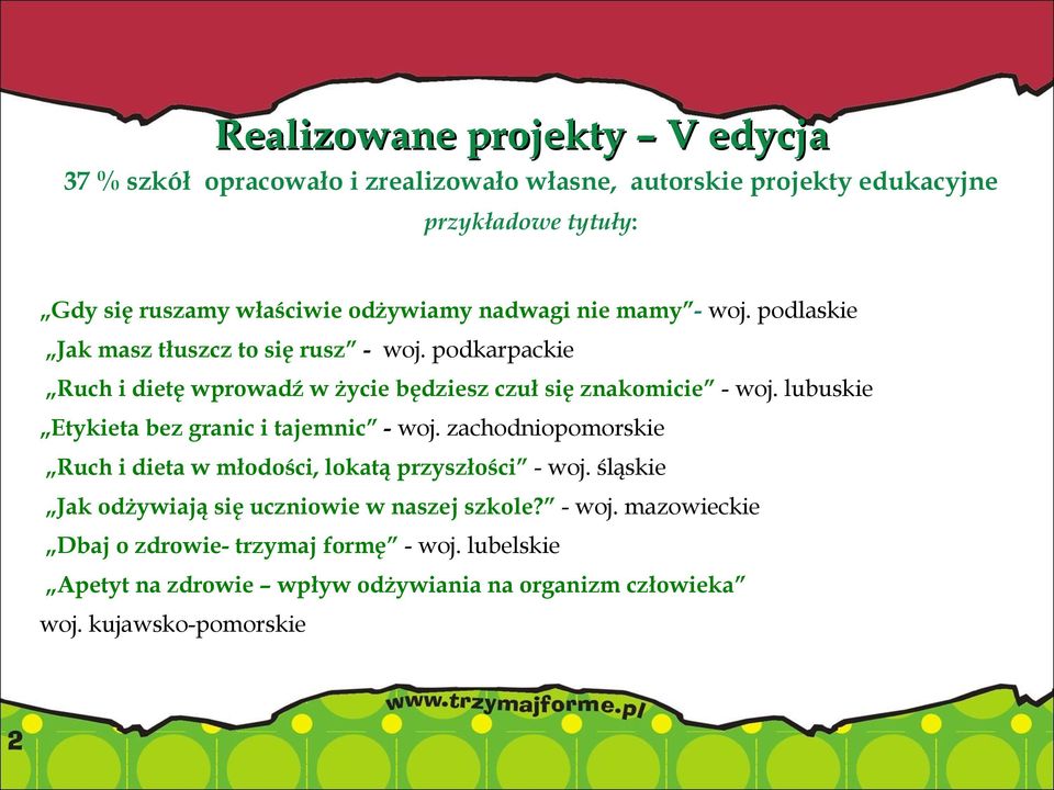podkarpackie Ruch i dietę wprowadź w życie będziesz czuł się znakomicie - woj. lubuskie Etykieta bez granic i tajemnic - woj.
