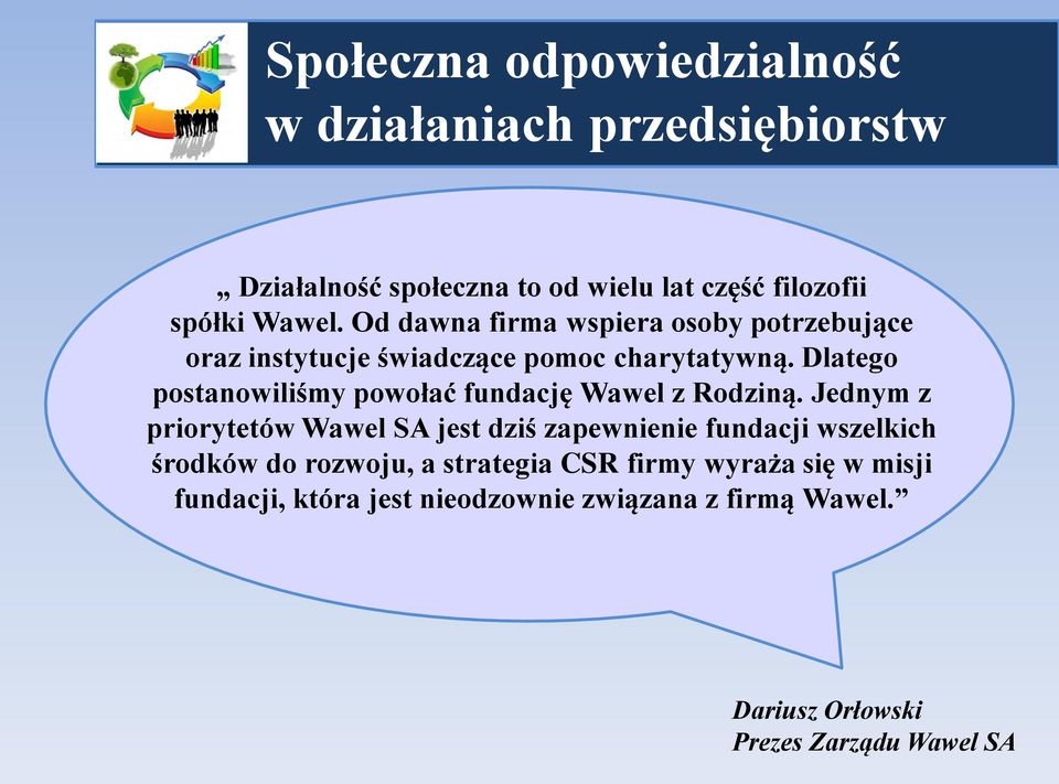 Dlatego postanowiliśmy powołać fundację Wawel z Rodziną.