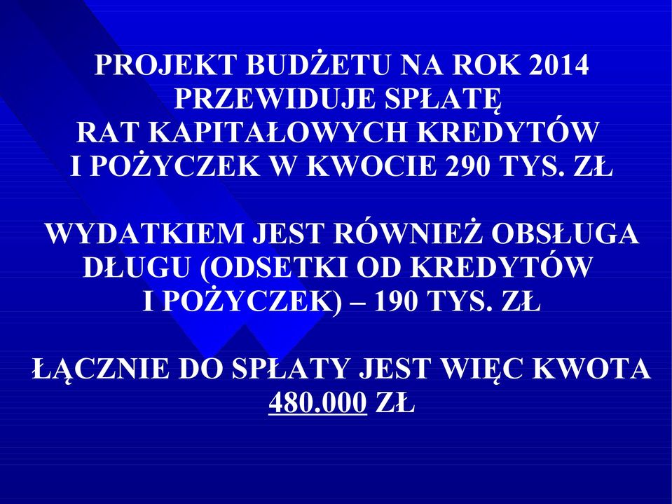 ZŁ WYDATKIEM JEST RÓWNIEŻ OBSŁUGA DŁUGU (ODSETKI OD