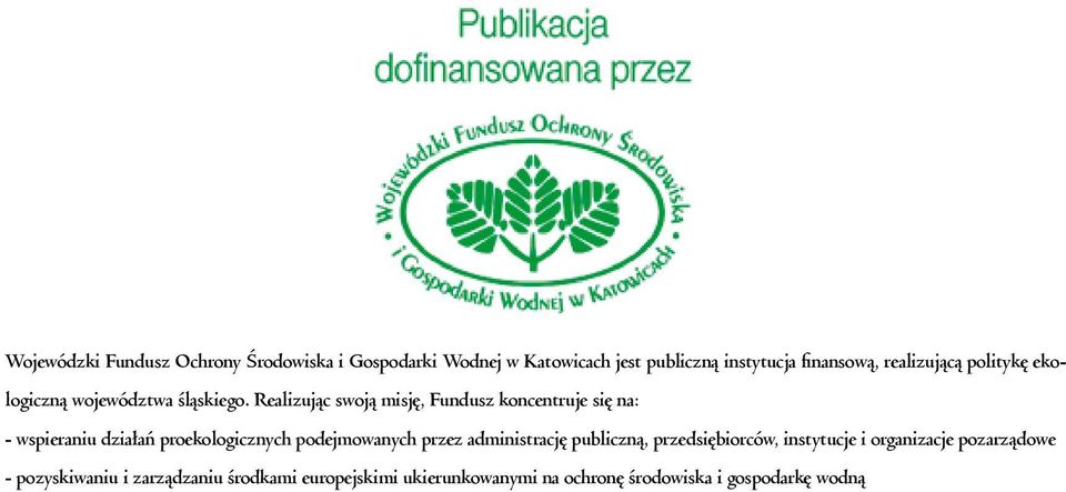 Realizując swoją misję, Fundusz koncentruje się na: - wspieraniu działań proekologicznych podejmowanych przez