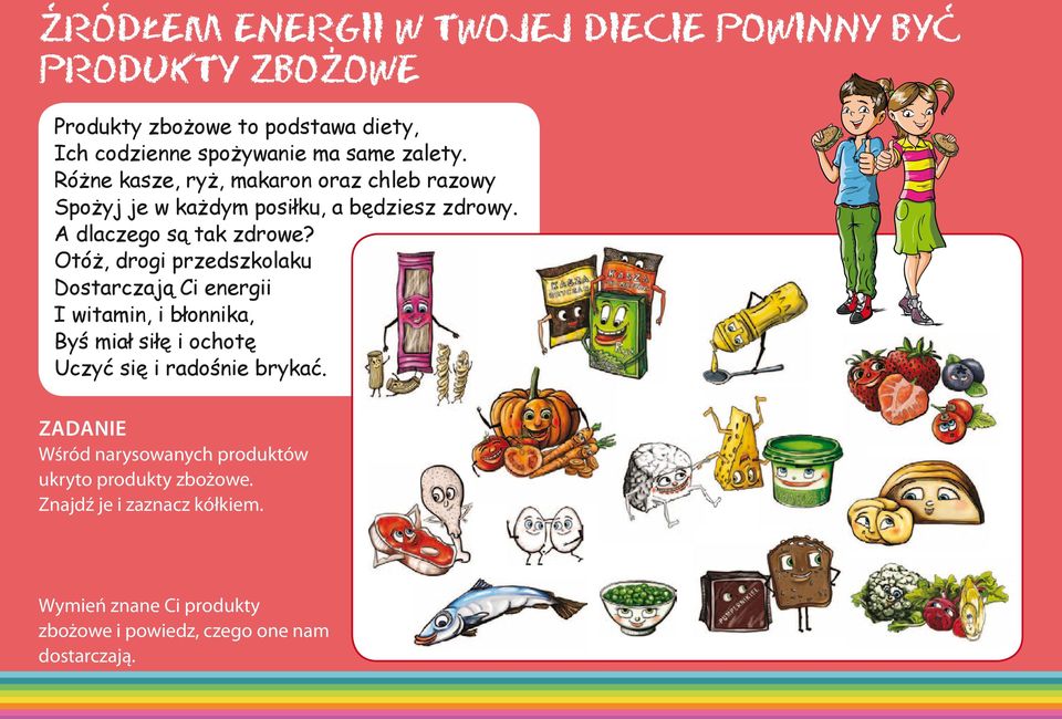 Otóż, drogi przedszkolaku Dostarczają Ci energii I witamin, i błonnika, Byś miał siłę i ochotę Uczyć się i radośnie brykać.
