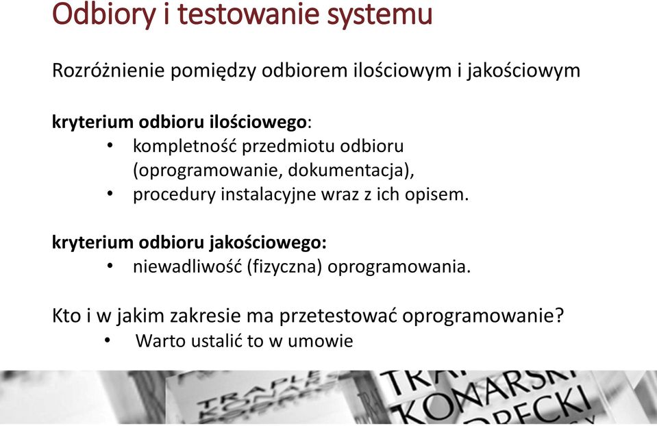 procedury instalacyjne wraz z ich opisem.