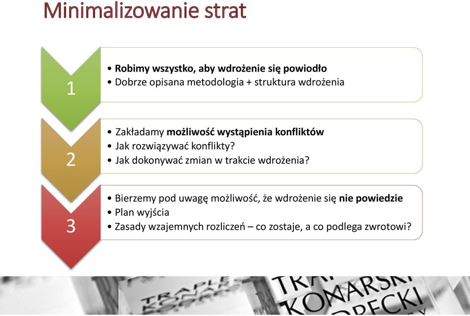 rozwiązywać konflikty? Jak dokonywać zmian w trakcie wdrożenia?