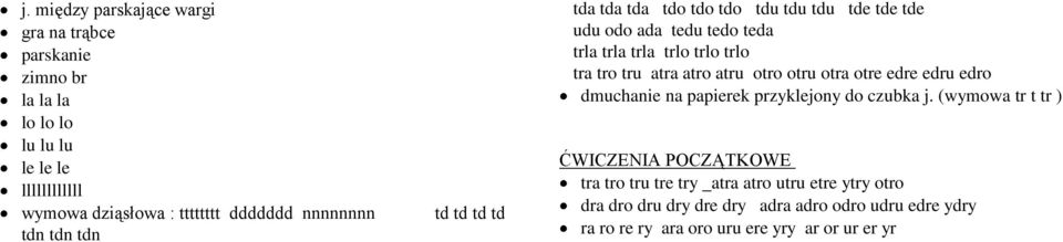 tru atra atro atru otro otru otra otre edre edru edro dmuchanie na papierek przyklejony do czubka j.