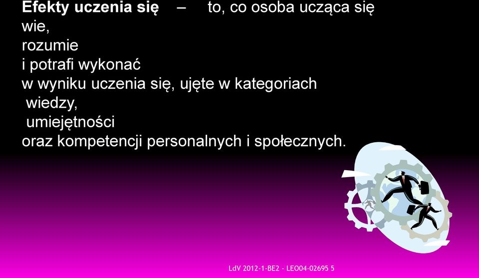 uczenia się, ujęte w kategoriach wiedzy,