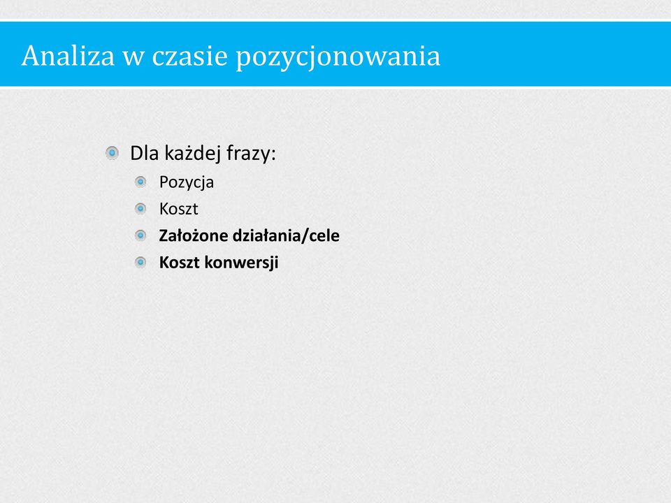 frazy: Pozycja Koszt