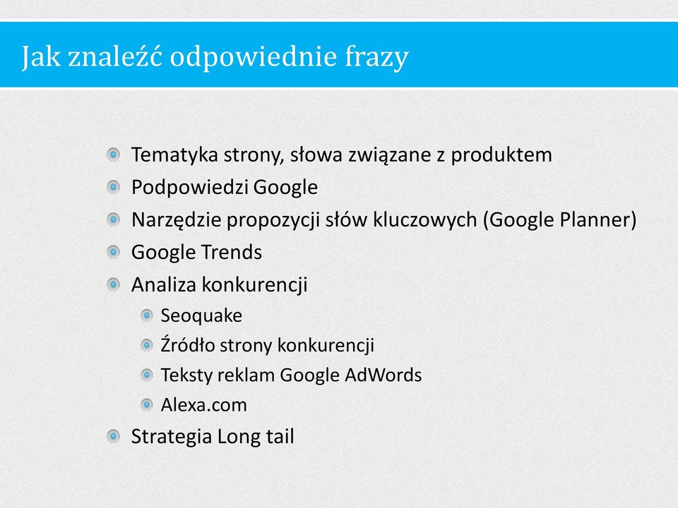 (Google Planner) Google Trends Analiza konkurencji Seoquake Źródło