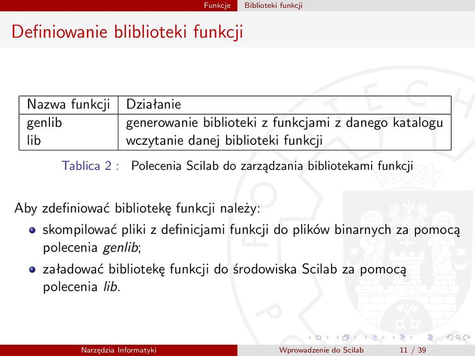 funkcji Aby zdefiniować bibliotekę funkcji należy: skompilować pliki z definicjami funkcji do plików binarnych za pomocą