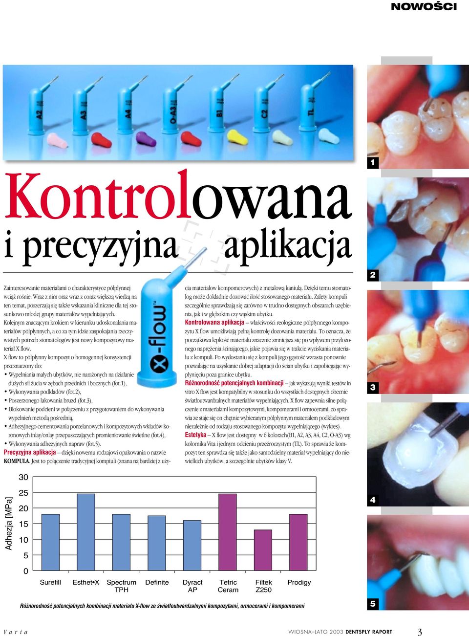 Kolejnym znaczàcym krokiem w kierunku udoskonalania materia ów pó p ynnych, a co za tym idzie zaspokajania rzeczywistych potrzeb stomatologów jest nowy kompozytowy materia X flow.