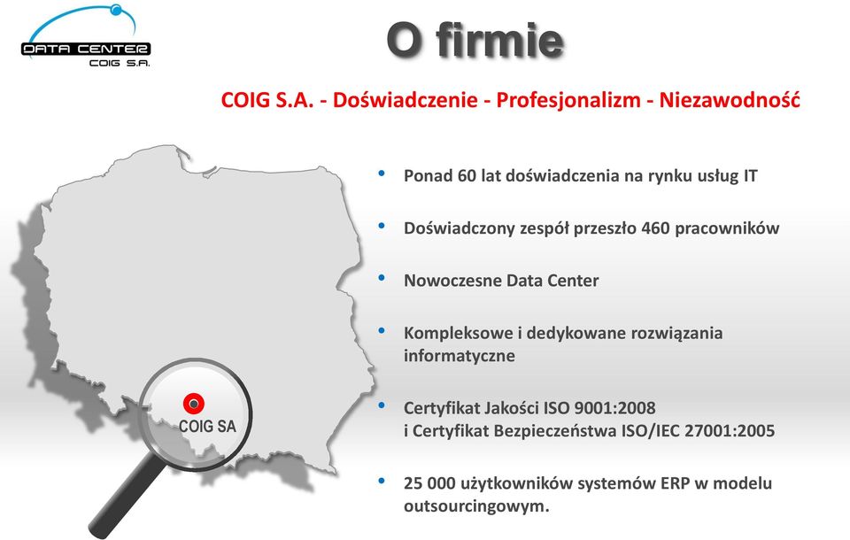 Doświadczony zespół przeszło 460 pracowników Nowoczesne Data Center Kompleksowe i dedykowane