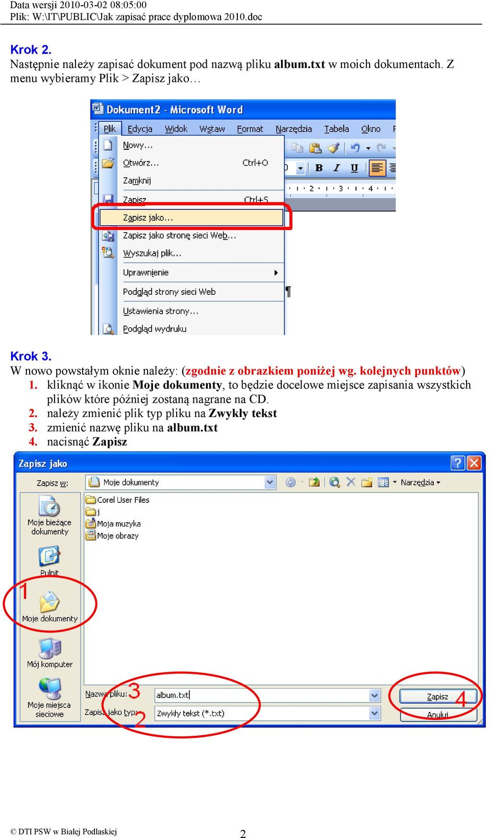 kolejnych punktów) 1.