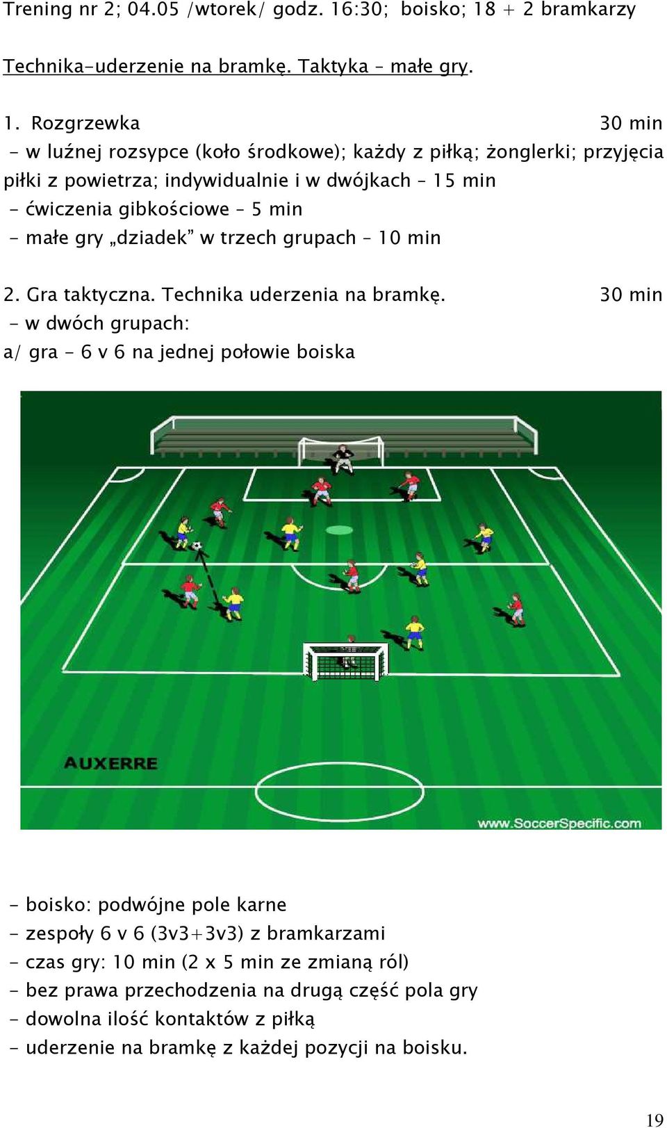 + 2 bramkarzy Technika-uderzenie na bramkę. Taktyka małe gry. 1.