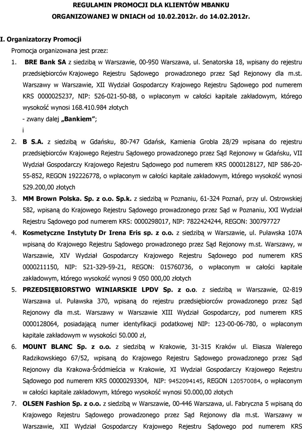 u przedsiębiorców Krajowego Rejestr