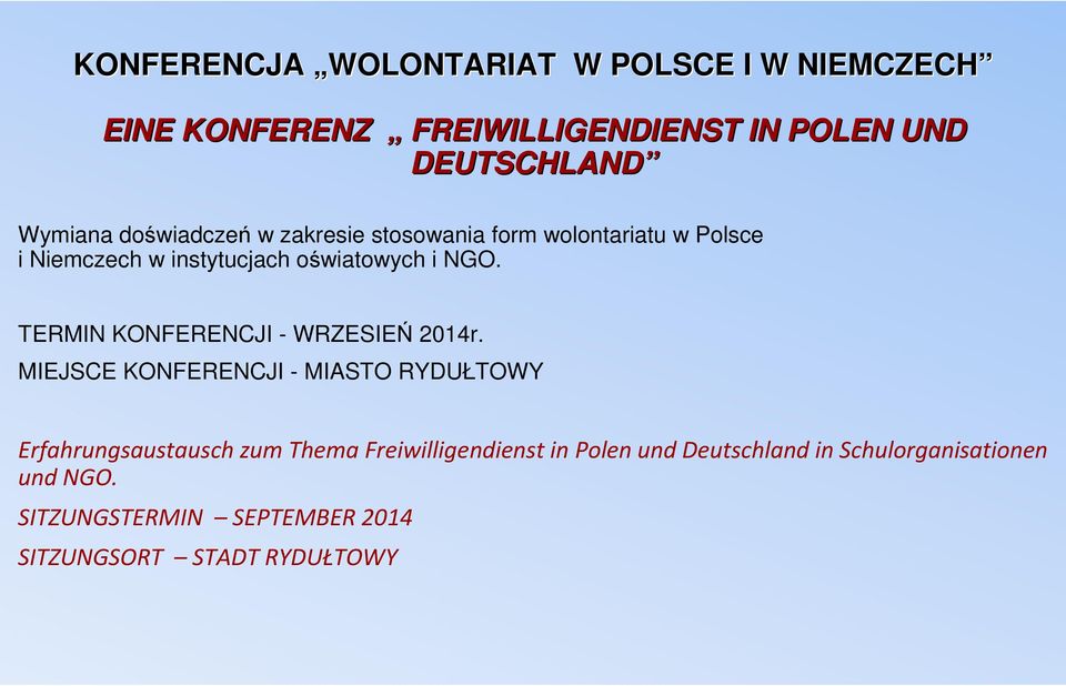 TERMIN KONFERENCJI - WRZESIEŃ 2014r.