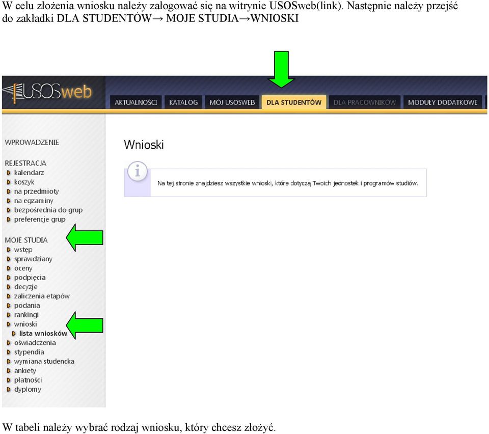 Następnie należy przejść do zakładki DLA STUDENTÓW