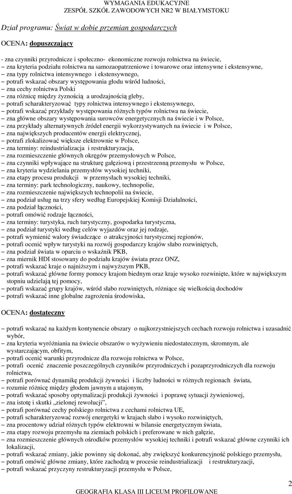 róŝnicę między Ŝyznością a urodzajnością gleby, potrafi scharakteryzować typy rolnictwa intensywnego i ekstensywnego, potrafi wskazać przykłady występowania róŝnych typów rolnictwa na świecie, zna
