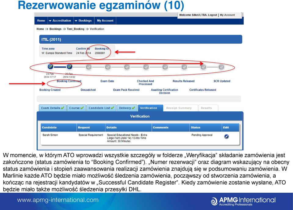 Numer rezerwacji oraz diagram wskazujący na obecny status zamówienia i stopień zaawansowania realizacji zamówienia znajdują się w podsumowaniu