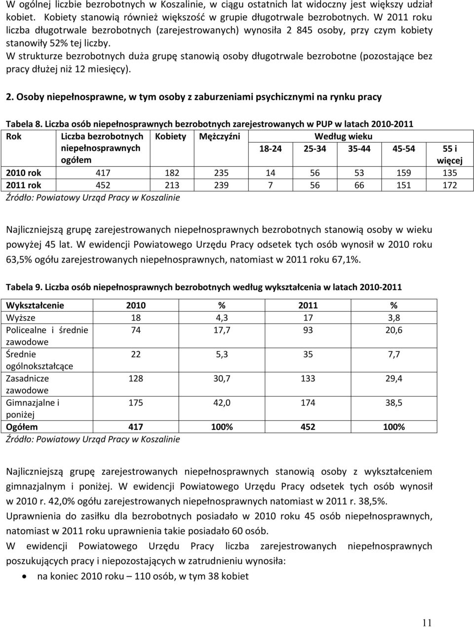 W strukturze bezrobotnych duża grupę stanowią osoby długotrwale bezrobotne (pozostające bez pracy dłużej niż 12 miesięcy). 2.