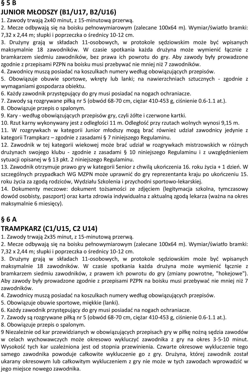 W czasie spotkania każda drużyna może wymienić łącznie z bramkarzem siedmiu zawodników, bez prawa ich powrotu do gry.