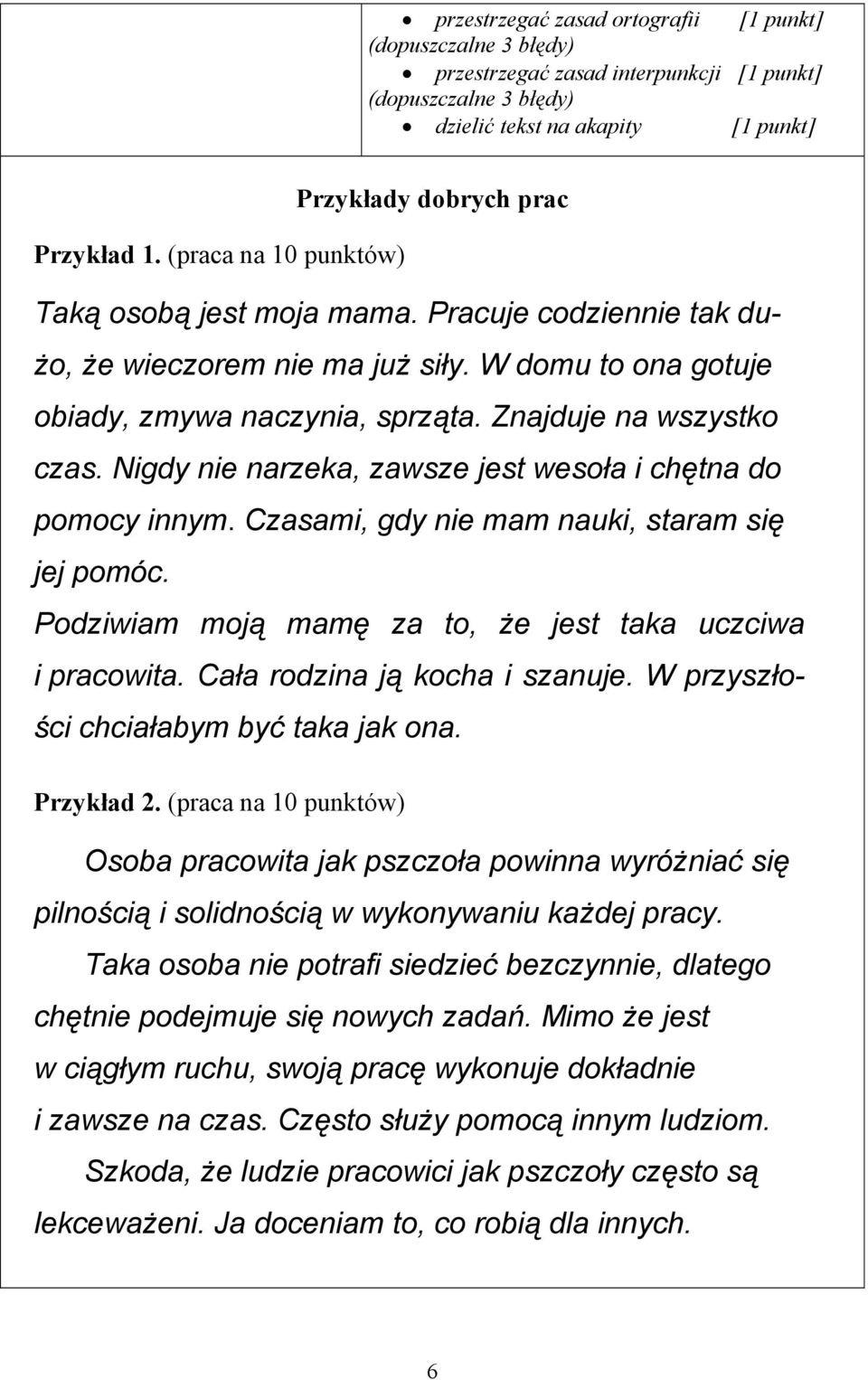 Nigdy nie narzeka, zawsze jest wesoła i chętna do pomocy innym. Czasami, gdy nie mam nauki, staram się jej pomóc. Podziwiam moją mamę za to, że jest taka uczciwa i pracowita.