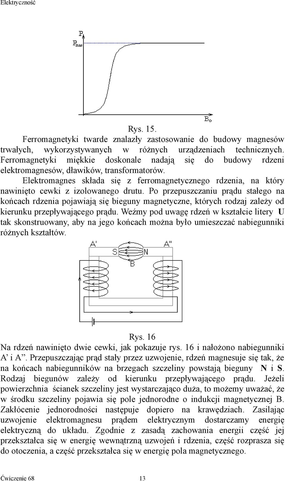 P pzepuszczaniu pądu stałeg na kńcach dzenia pjawiają się bieguny magnetyczne, któych dzaj zależy d kieunku pzepływająceg pądu.
