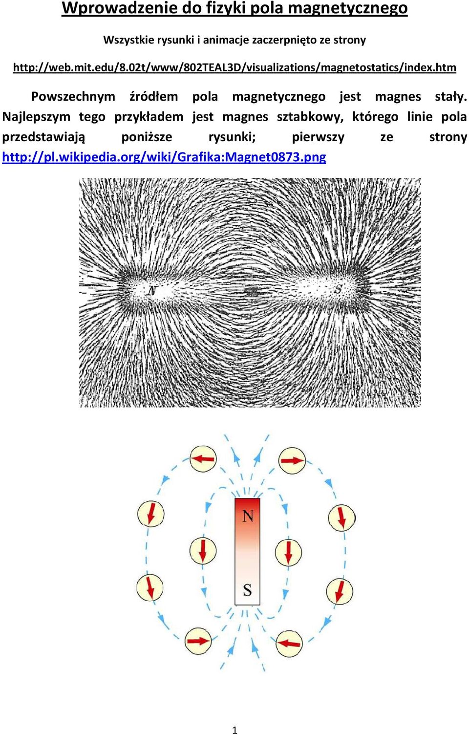 htm Powszechnym źródłem pola magnetycznego jest magnes stały.